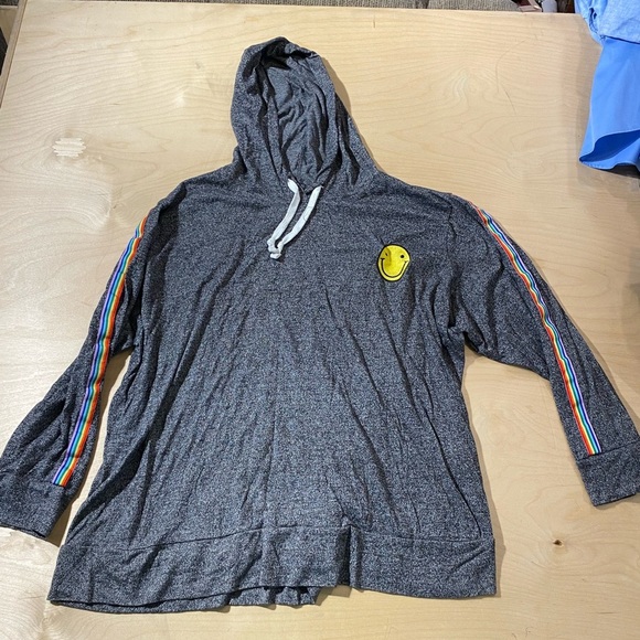 Joe BoxerGray Hoodie with Rainbow Stripes and Smiley Patch 3X (LU) - Picture 2 of 13